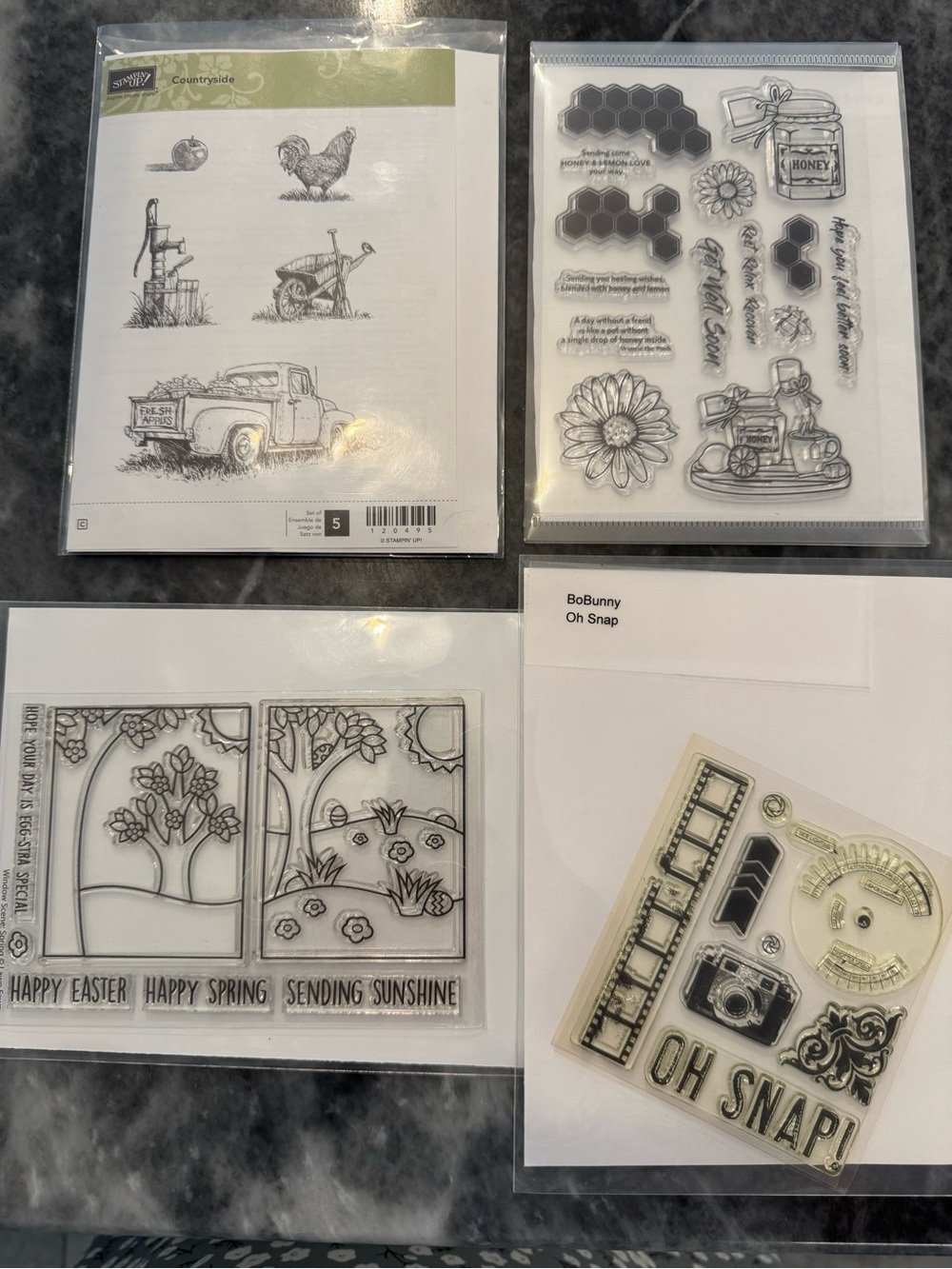Bundle of 4 Clear Stamp Sets for cardmaking